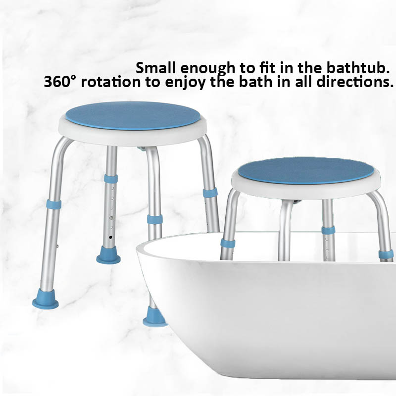 Safe and stable height adjustable swivel shower stool for the elderly disabled