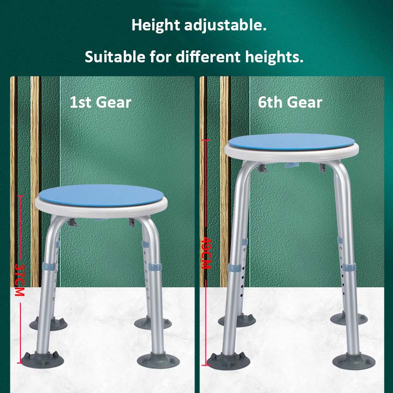 Aluminum height adjustable shower stool swivel for disabled