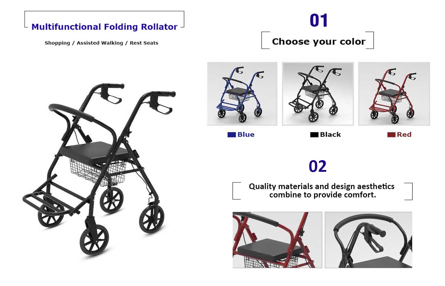 Medical rollator walker