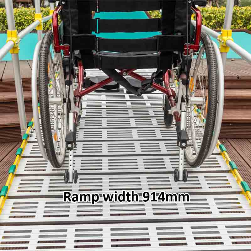 High qulity heavy duty aluminum disabled ramp with handrail