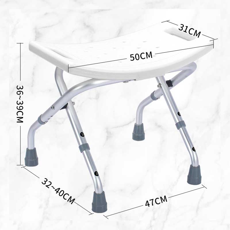 Aluminium clean height adjustable folding shower stool for elderly