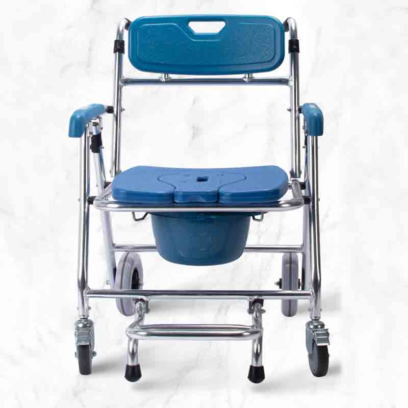 Blue aluminum commode chair