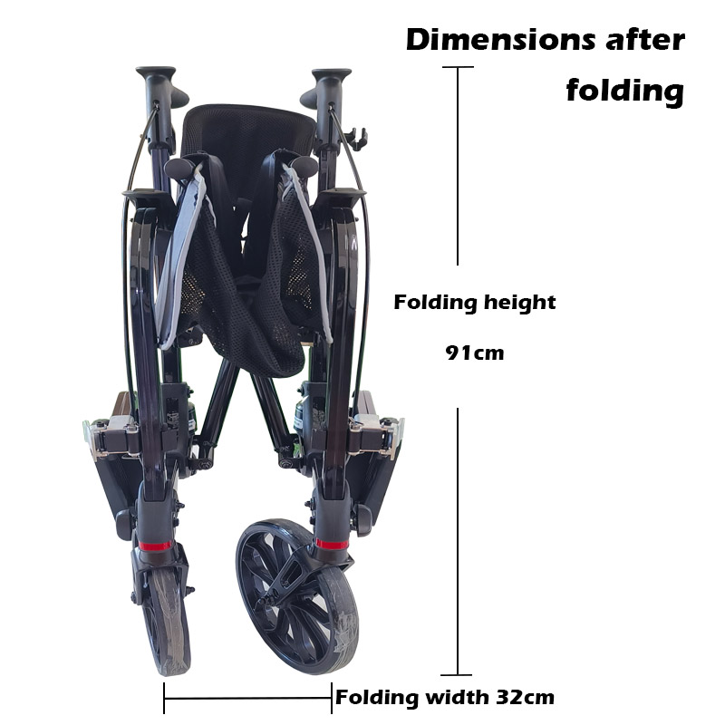 Aluminum 4 wheeled walker rollator wheelchair with seat and brakes