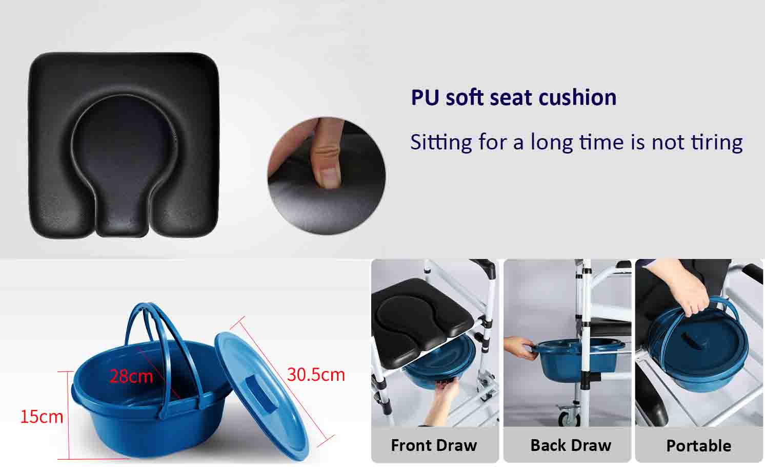 Movable medical toilet commode chair